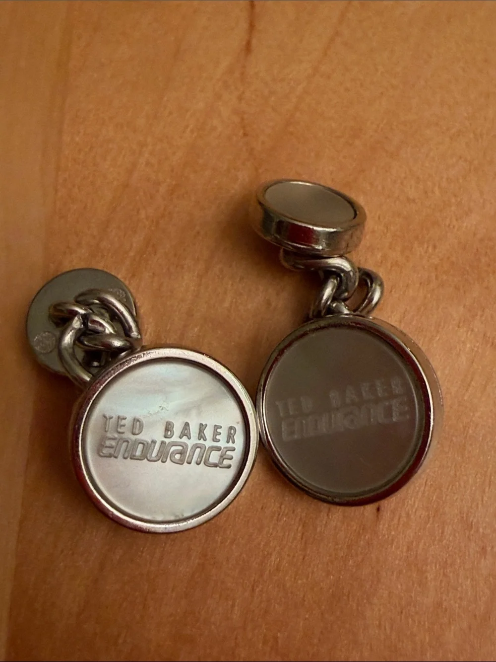 Ted Baker Silver and Mother-of-Pearl Round Cufflinks